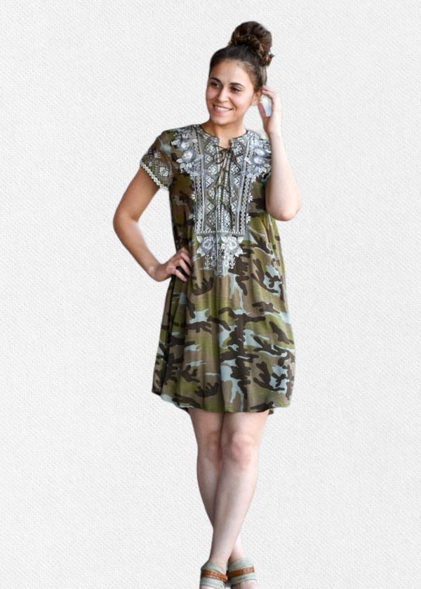 Defender Camouflage Print Dress Cheap