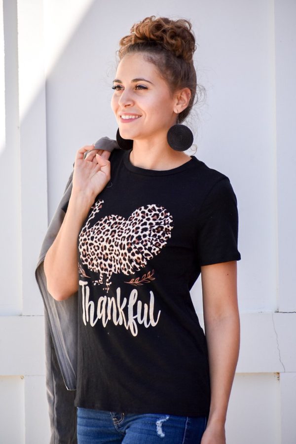 Thankful Printed Turkey Tee Online Sale