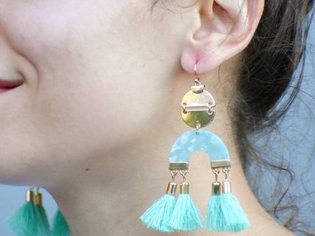 Candy Mint Fringed Earrings Sale