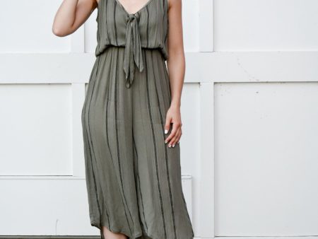 Undefeated Olive Striped Jumpsuit Online Sale