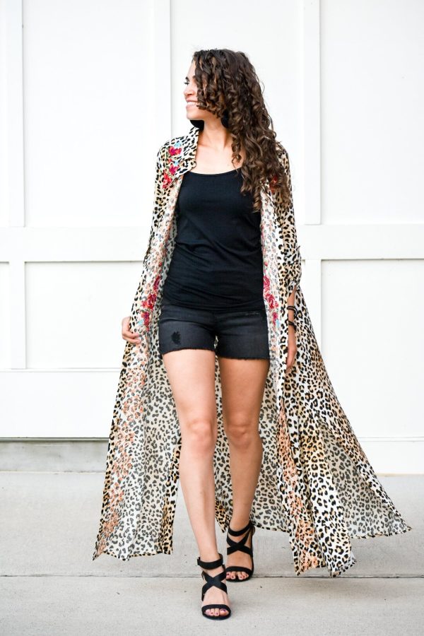 Protector Printed Embroidered Duster Dress Hot on Sale