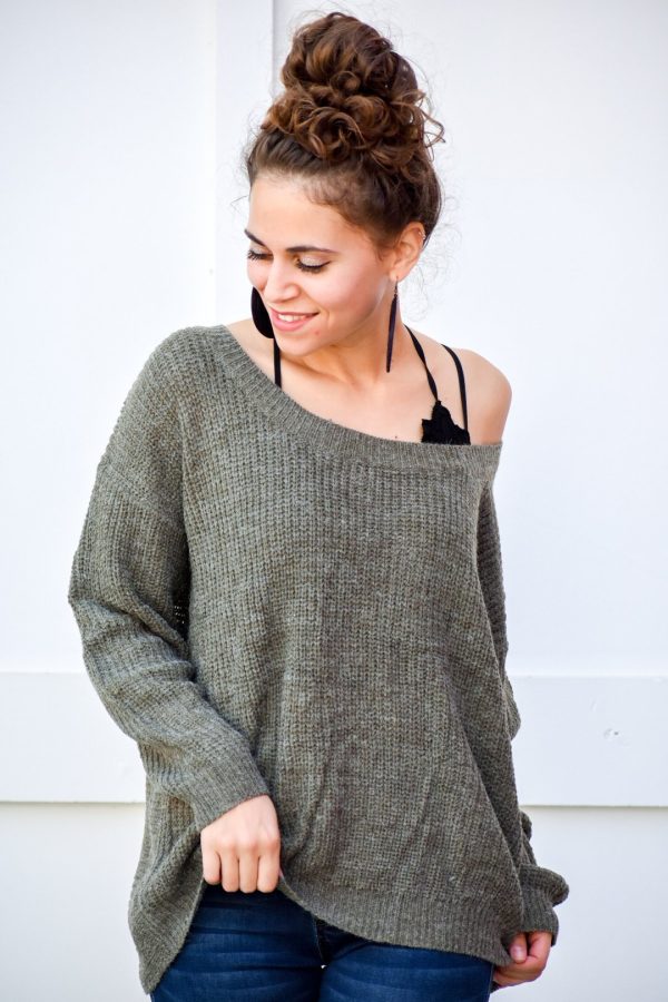 Everything I Need Olive Crossed Back Sweater Sale