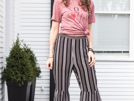 Where Would I Be Black And White Striped Flared Pants For Discount