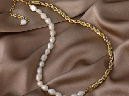 Half Half Pearl Rope Chain Necklace For Cheap