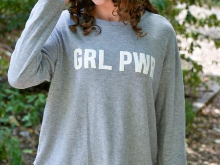 GRL PWR Light Grey Soft Sweater For Cheap