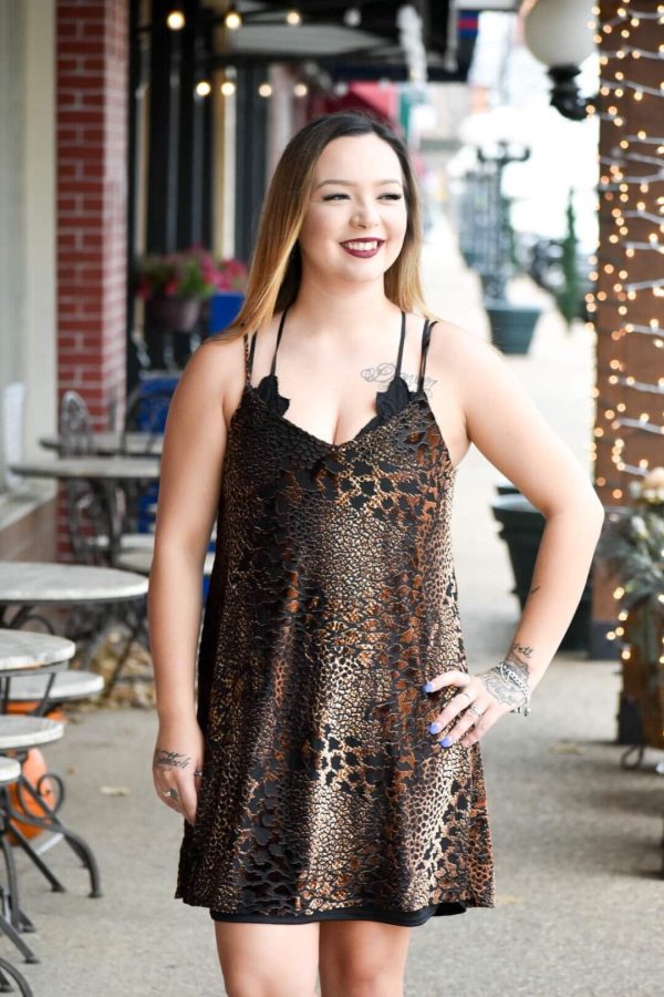 Revolution Dress - Brown Animal Print Velvet Supply