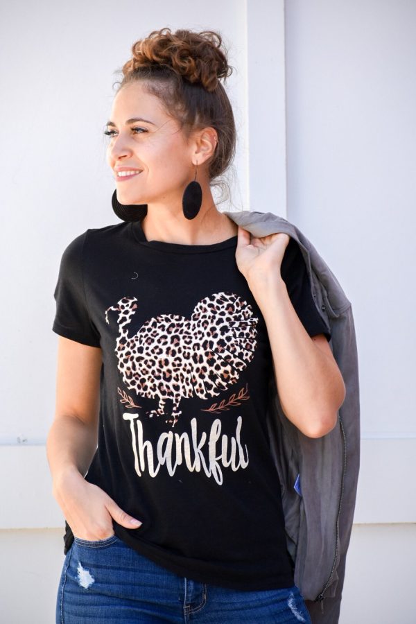 Thankful Printed Turkey Tee Online Sale