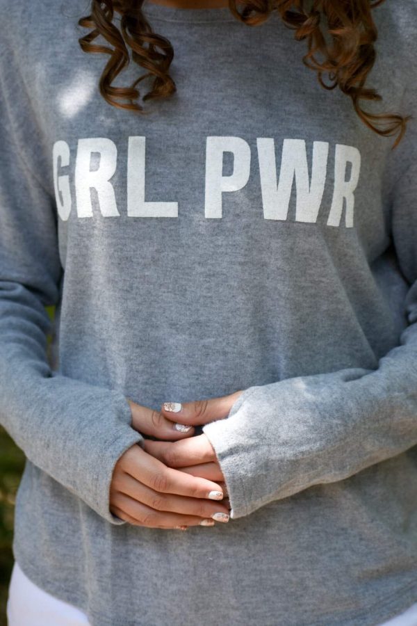 GRL PWR Light Grey Soft Sweater For Cheap