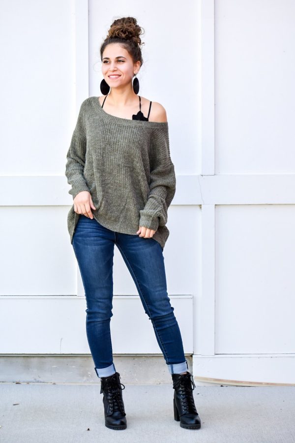 Everything I Need Olive Crossed Back Sweater Sale