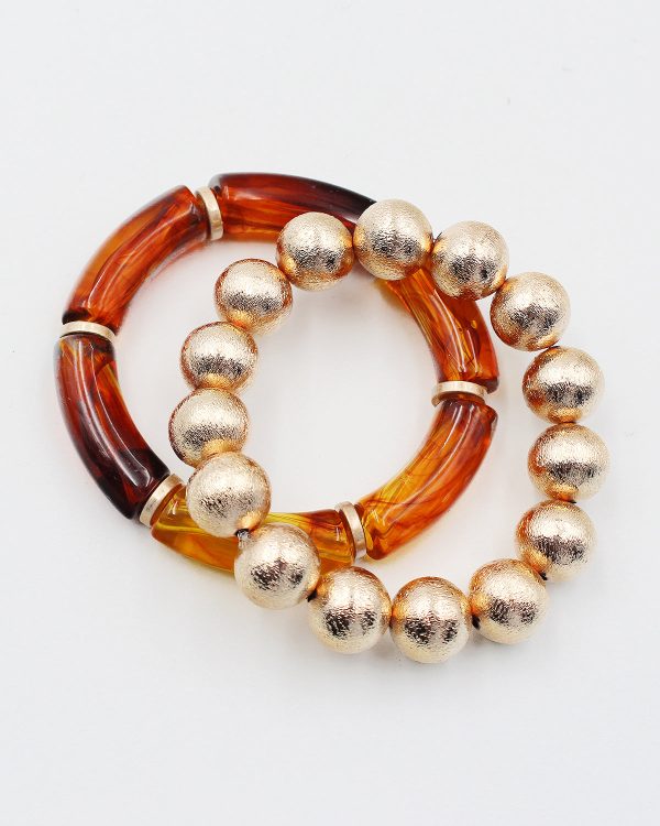 Metal Ball & Resin Link Multiple Layered Bracelet Online Sale