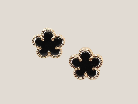 Black 5 Leaf Clover Studs Sale