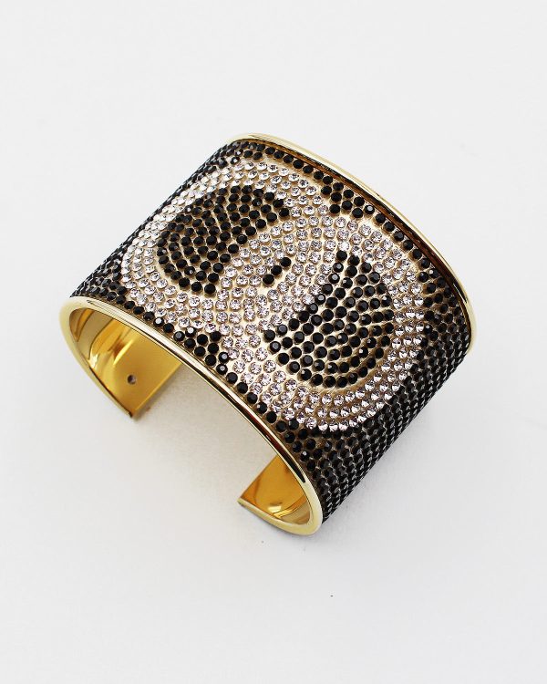 Linked Circle Rhinestone Cuff Bracelet Hot on Sale