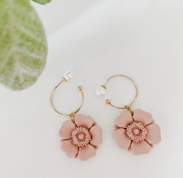 Paige Pearl Hoop Clay Earrings on Sale