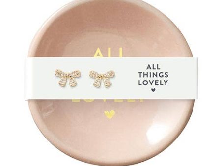 All Things Lovely Earrings & Ceramic Ring Dish Set Discount