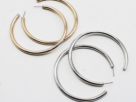 2.5 Inch Shiny Metal Hoop Earrings Online Sale