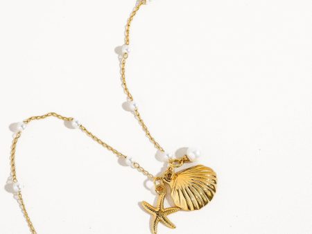 Capella Gold Seashell & Starfish Pearl Necklace Fashion