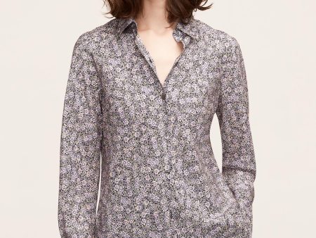 Violet Fleur Silk Blouse For Sale