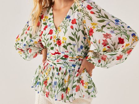 Botanica Fleur Peplum Blouse Hot on Sale