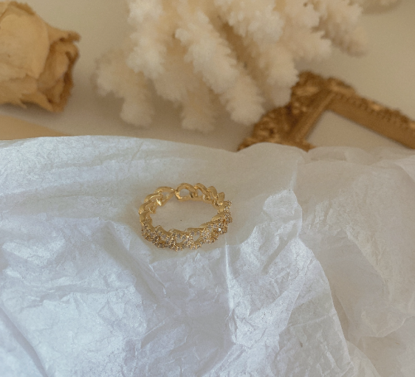 Gold Thick Chain Diamond Ring Sale