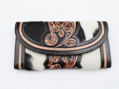 Floral Cow Hide Leather Wallet Online now