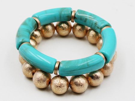 Metal Ball & Resin Link Multiple Layered Bracelet Online Sale