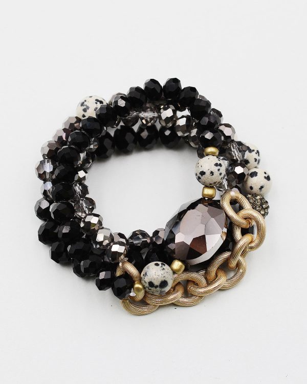 Precious Stone & Crystal Layered Bracelet Set Fashion