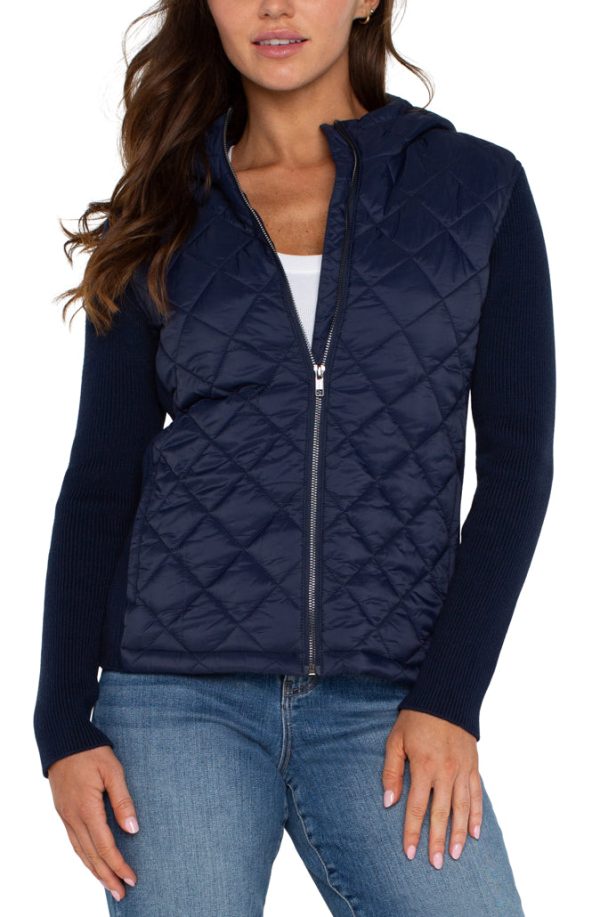 Quilted  Full Zip Hooded Sweater Sale