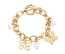 Butterfly Pearl Chain Link Bracelet For Sale