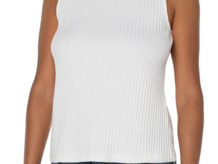 Sleeveless Boat Neck Rib Knit Top Hot on Sale