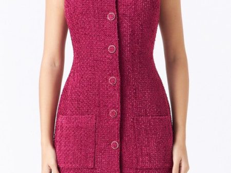 Bordeaux Tweed Mini Dress Online Sale