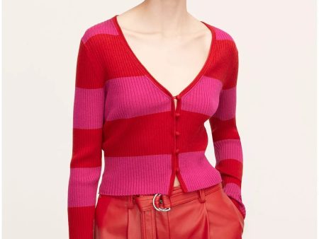 Rib Merino Striped Cropped Cardigan Online