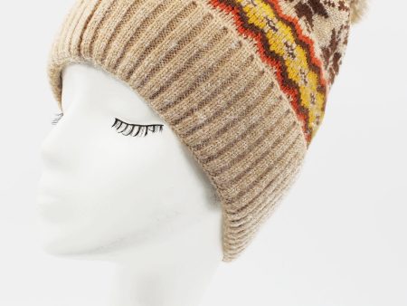 Snowflake Print Knitted Pom Pom Beanie Online now