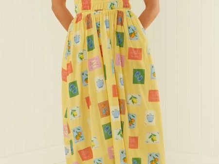 Mediterranean Tile Print Smocked Vacation Dress Fashion