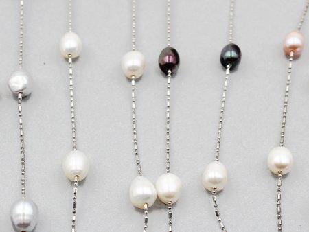 18  Elongated Pearl Beaded Necklace Cheap