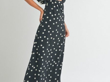 One Shoulder Ruffle Polka Dot Maxi Dress Supply