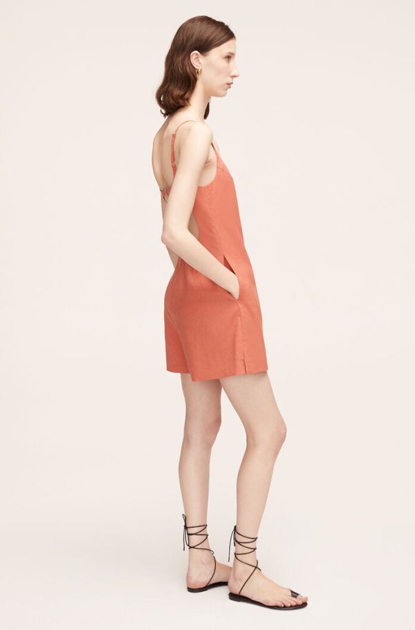 Stretch Linen Skirted Romper Online now