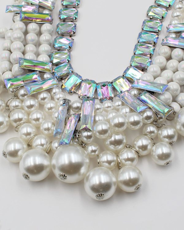 Crystal Rhinestone Pearl Necklace & Earrings Online Hot Sale