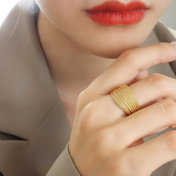 Chic Gold Layered Ring Fashion