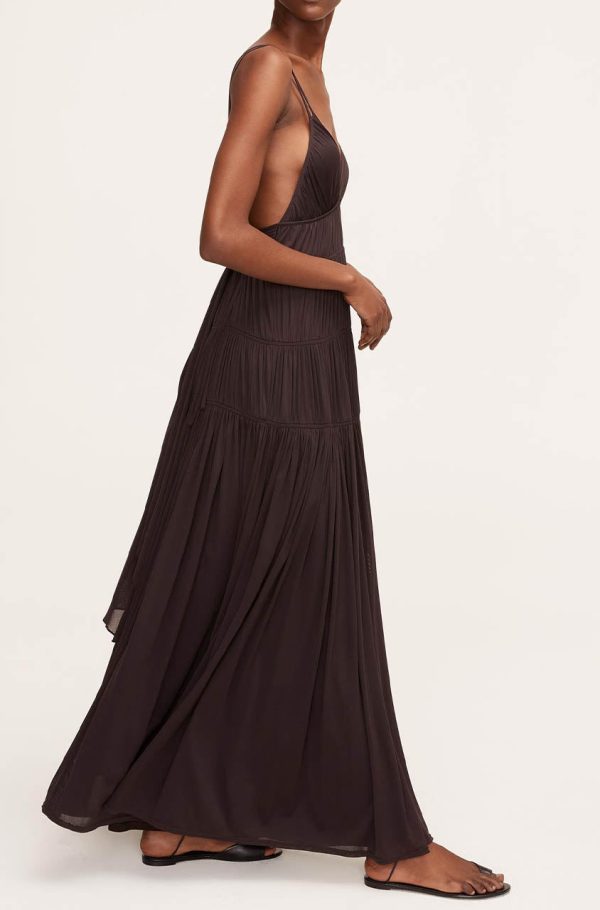 Ruched Mesh Maxi Dress For Cheap