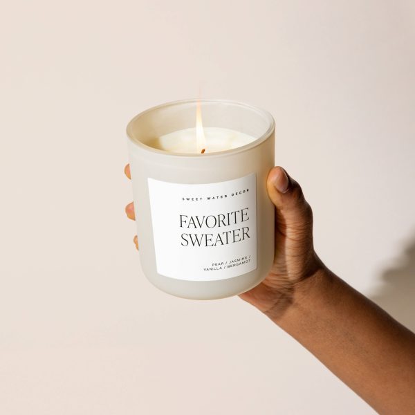 Favorite Sweater 15 oz Matte Soy Candle For Sale