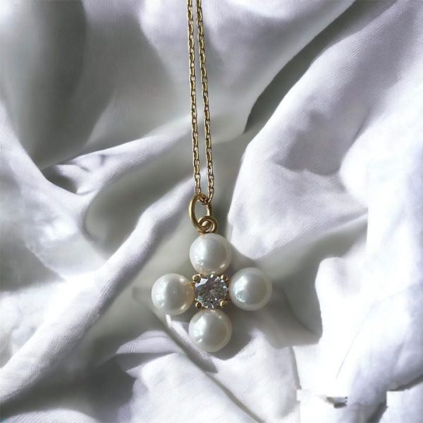 The PLP Pearl Cross Necklace Online Sale