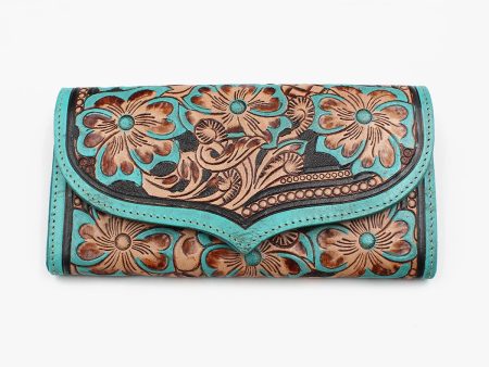 Floral Turquoise Leather Wallet Online Sale