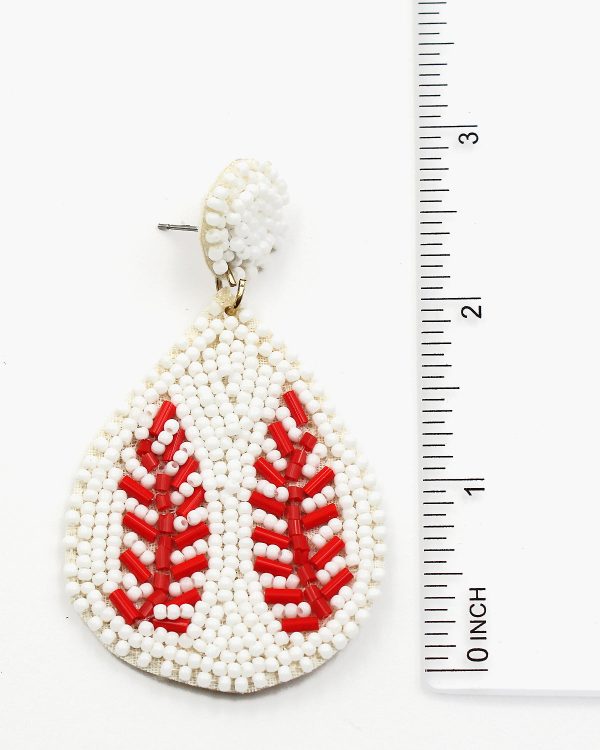 Beaded Teardrop Shape Baseball Earrings Fashion