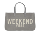 Weekend Vibes Grey Canvas Tote Discount