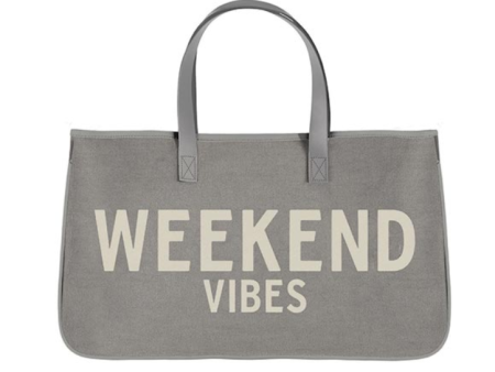 Weekend Vibes Grey Canvas Tote Discount