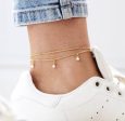 Pearl & Chain Gold Anklet Set Discount