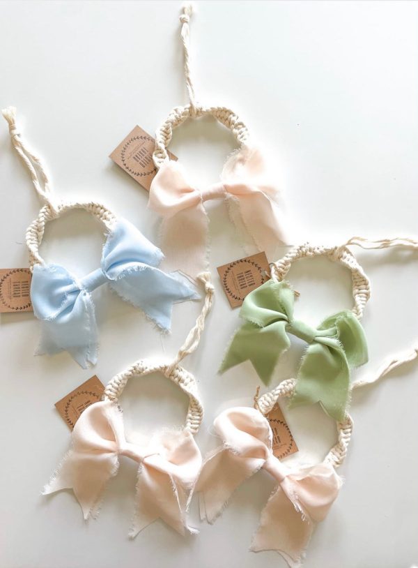 Pretty Little Bow Macrame Wreath Hanging Decor on Sale