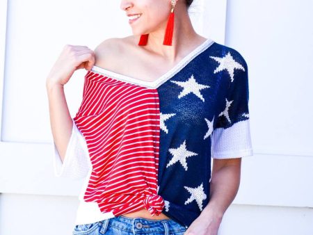 American Women Flag Knit Blouse Discount