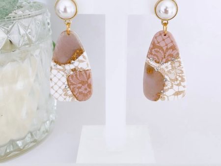 Lace Pearl Clay Earrings Fashion