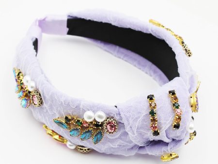 Jeweled Lace Organza Headband For Discount